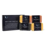 Aura Naturals Mens Soap Bar Pack of 4 - Sandalwood, Lemon, Activated Carbon & Chamomile Scented Men Soap Bar - 150g Exfoliating Soap for Men, Natural Body Soap Gift Set