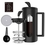 BOMPCAFE 1-2 Cups Cafetiere French Press Coffee Maker - 350ML - 4 Level Filtration System, Heat Resistant Borosilicate Glass with Stainless Steel Filter, 12 oz/350 ML