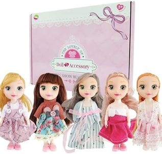 JING SHOW BUSSINESS 5 Sets Clothes for 6 Inch Dolls - Includes 5 Mini Girl Dolls, 5 Sets Handmade Clothes and 5 Pairs of Shoes
