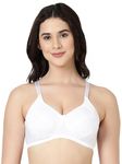 BLOSSOM Women's Double Layered Full Support Woven Cotton Bra with Side Panel_Side Shaper White 32B