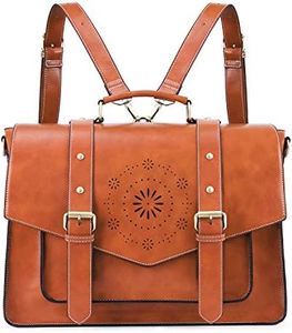 ECOSUSI Backpack for Women Briefcase Messenger Laptop Bag Vegan Leather Satchel Work Bags Fits 15.6 inch Laptops, Brown