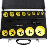 HSEAMALL Bi-Metal Hole Saw Sets,3/4 Inch to 3 Inch Hole Cutter Set,Metal Circular Round Drill Cutting Steel,with Drill Bit Adapter and Extension for Wood Metal (Yellow-Bi-Metal-19PCS)