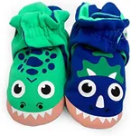 Pals T-Rex & Triceratops Baby Booties for Kids, Mismatched Style, Durable & Cozy Pair for Boys and Girls, Funny, Crazy, & Funky, 1 Pair