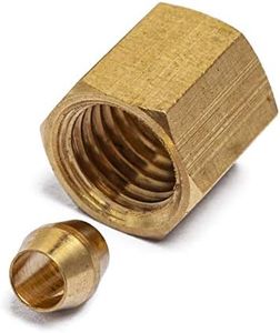 LTWFITTING 1/8 inch brass compression sleeve ferrule and 1/8 inch compression nut, brass compression fitting (pack of 75)