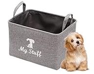 Pethiy Canvas Dog Toy Storage Dog Toy Basket Box for dog toy bins, Dog Blanket, Dog Clothes Storage - Pet Toy and Accessory Storage Bin-Gray