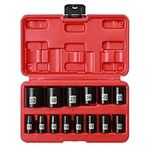 Mayouko 14 Pieces 1/2" Drive Shallow Metric Impact Socket Set, CR-V, 6 Point, 11mm to 32mm