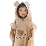 Betlife Baby Hooded Towel,Hooded Bath Towel 100% Cotton Wearable Hooded Bath Towel,Absorbent Hooded Bath Towel Boys and Girls, 25 "x25, 0-6 Years (Brown)