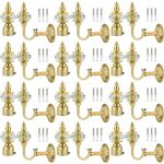 NATURAL Heavy Duty Aluminum Royal Luxury Design Curtain Bracket/Finial and Curtain Support with Screw/Wallplug for Window & Door Curtain Fittings Suitable Upto 1 Inch Pipe. (12 Set, Gold)