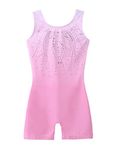 Arshiner Leotards for Girls Gymnastics with Shorts Color Gradient Shiny Diamond Kids Biketard