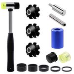 Mardatt 15Pcs Bike Bicycle Fork Star Nut Setting Installer Tool Includes 5 Sizes Bike Carbon Fiber Headset Spacer, Star Nuts, Rubber Hammer and Screws for Bicycle Repair (3mm 5mm 10mm 15mm 20mm)