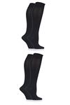 SockShop Ladies 4 Pair Plain Bamboo Knee High Socks - Black 4-8