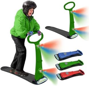 Geospace Winter Fun Foldable Snow Scooter, Ski Skate, Ski Skooter, Snow Sled, Kids Snowbord with 2 LED Light– Multi-Purpose Portable Sandboard, Snow Skate, and Kids/Teenager Sled for All Ages