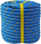 Double Braided Arborist Rope -1/2 Inch x 100 Feet Polyester Rope- High Strength Climbing Rope for Adults & Kids Tree Work, Halyard, Sailing(Blue/Red/Yellow)