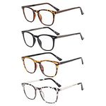 Eyekepper 4 Pack Reading Glasses - Retro Design Reader Eyeglasses for Men Women Reading +2.00