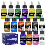 Roizefar Airbrush Paint, Air brush Paint Kit 15 Acrylic Paints + 1 Airbrush Thinner, Airbrush Set For DIY Projects, Beginners, Water-Based Paint, Opaque & Neon Colours 20ml/Bottle