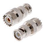 TengKo BNC Male to UHF Female SO-239 SO239 Adapter Connector RF Coaxial Coax Adapter for Antenna Coaxial Cable Radio Scanner (2 Pack)