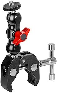 koolehaoda Multi-Function Ballhead Arm Super Clamp Mount Double Ball Adapter with Bottom Clamp for DSLR Camera/Field Monitor/LED(Ball Arm-Red)