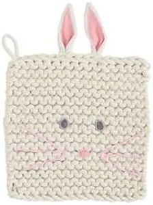 Mud Pie Bunny Crochet Trivet, Pink