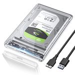 POSUGEAR 2.5 Inch Hard Drive Enclosure, USB 3.0 to SATA III Tool-Free Transparent External Hard Drive Enclosure for 7mm/9.5mm 2.5" SSD HDD with UASP Compatible with Toshiba Samsung WD PS4 Xbox PC TV…