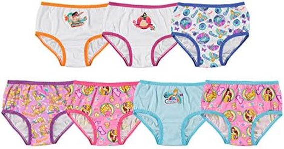 Disney Girls Princess Panty Multipacks With Favorites Cinderella, Belle, Ariel And More In Sizes 2/3t, 4t, 4, 6, 8 Briefs, 7-pack 100% Combed Cotton, 6 US