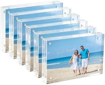 Oubou Picture Frame, 6 Pack 4x6 Solid, 20mm Thick Magnetic Acrylic Desktop