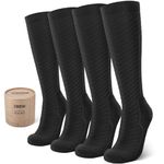 SONORAN 2 Pairs Compression Socks Women & Men 20-30 mmHg Compression Stockings Bas de Compression Femme Homme Knee High Support for Running, Travel, Athletic S/M (Black)