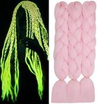 Pink Jumbo Braiding Hair Extensions Colored Hair Extensions for Braiding 24inch 3pcs Glow in the Kanekalon Braiding Hair