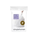 simplehuman Code F Custom Fit Drawstring Trash Bags, 25-30 Liter / 6.6-9 Gallon, White, 20 Count