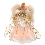 Vickerman 12" White & Gold Lighted Angel Tree Topper