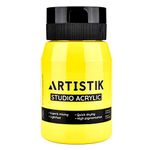 ARTISTIK Yellow Acrylic Paint 500ml | Premium High-Pigmented with Full, Smooth Coverage | Fade-Proof, Long-Lasting & Versatile | Professional Quality Acrylic Paint for Artists (Lemon Yellow)