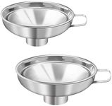 2Pcs Stainless Steel Jam Funnel with Handle Wide-Mouth Canning Funnel Wide Mouth Jars Jam Making Funnels Liquid,Oil,Powder Solid Particle Filling Funnel(Large*1,Medium*1)