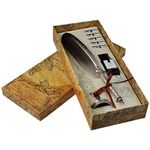 Jerbro Quill Pen, Handcrafted Quill Pen and Ink Set, Antique Dip Feather Pen Set Calligraphy Pen Set Writing Quill Ink Dip Pen with Ink Pen Holder Gift Set (Gray)