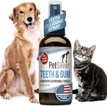 PetSilver Teeth & Gum Spray - Patented Chelated Silver - Dog Dental & Teeth Cleaning Spray for Plaque & Tartar Build-Up Reduction - Natural Breath Freshener for Dogs and Cats - Made in The USA - 4 oz