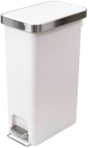 EKO EK6268-40L-WH Pedal Type Trash Can Slim Step Bin White 14.9 gal (40 L) with Lid No Inner Box