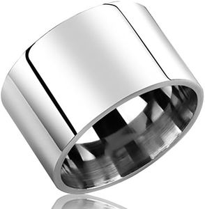 Fashion Month Mens Womens 14mm Wide Silver Stainless Steel Ring Cool Wedding Engagement Band High Polished Comfort Fit, Stainless Steel,Platinum,Silver, stainless steel