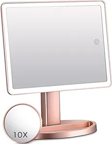Large Lighted Vanity Makeup Mirror (X-Large Model)- 3 Color Lighting Modes Light Up Mirror with 88 LED, 360° Rotation Touch Screen and 10X Magnification Tabletop Cosmetic Make Up Mirror(Rose Gold)