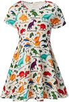 Dinosaur Dress Up Toddler Girl Daily Sundress 7T Short Sleeve Party Outfits Cartoon Animal Easter Dresses Kids School Apparel Summer Vacation Playwear