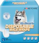 HONEY CARE All-Absorb A24 Male Dog Wrap, 50 Count, Large,Blue and White