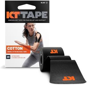 KT Tape, Original Cotton, Elastic Kinesiology Athletic Tape, 20 Count, 10” Precut Strips, Black