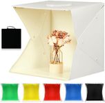 VOLKWELL 40CM Photo Studio Lighting Box, Photography Shooting Box Light Booth Adjustable Color Temperature Dimmable Brightness, 6X EVA Backdrops 2X 72Pcs LED Beads Light Bars for Product Display