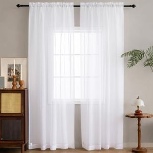 Sheer Curtains 84 Inches Long, Rod Pocket Sheer Voile Window Curtain Panels for Kitchen, Living Room, Bedroom, White Sheer Curtains Filters Light and Airy Breathable, 2 Panels, White, 52" W x 84" L