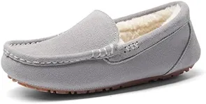 DREAM PAIRS Women's Auzy-01 Fuzzy House Slippers Cozy Faux Fur Micro Suede Moccasins Slip on Loafer Shoes for Indoor and Outdoor? Light/Grey, Size 6.5-7