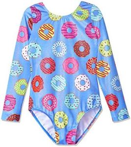 HOZIY Girls Leotards Gymnastics Long Sleeve 3t 4t Blue Donuts Biscuits Funny Unitard