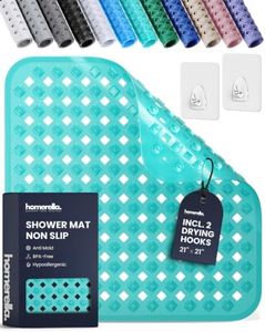 homerella Square Shower Mat Non Slip Anti Mold 21x21 Anti Slip Shower Mat