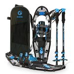 G2 21/25/30 Inches Light Weight Snowshoes for Women Men Youth, Set with Trekking Poles, Carrying Bag, Snow Baskets, Special EVA Padded One-Pull Binding, Heel Lift, Toe Box, Orange/Blue/Red