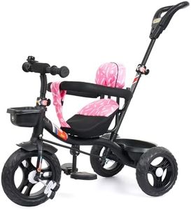 Luusa TFT-1 Plug N Play Tricycle/Parental Control, Cushion seat and Safety Guard Rail for Boys/Girls/Carrying Capacity Upto 30kgs 1-2 Years Proudly Made in India,Pink,Black