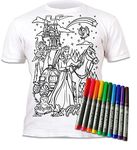 Splat Planet Princess Color in and wash Out T-Shirt with 10 Non-Toxic Washable Magic Markers (7-8 Years) White