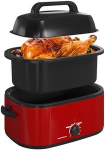 RoyalCraft 24-Quart Electric Roaster Oven with Visible Self-Basting Lid, Turkey Roaster Oven with Removable Pan and Rack, Perfect for Large Meals and Holiday Feasts, Red