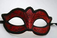 THE GOOD LIFE STUNNING BLACK & RED VENETIAN MASQUERADE HALLOWEEN CARNIVAL PARTY EYE MASK