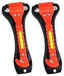 2 Pack Car Window Breaker Seatbelt Cutter Emergency Escape Tool, 2-in-1 Seat Belt Cutter Glass Breaker Car Safety Hammer with Light Reflective Tape.